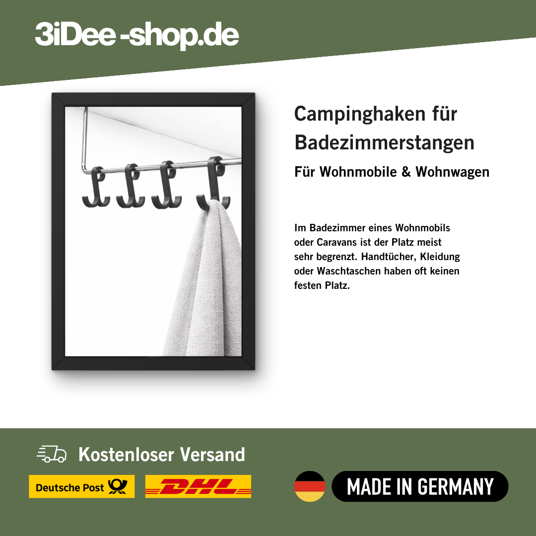Camping Hooks for Bathroom Rails – Practical Hooks for RV Bathrooms | Vanlife Accessories Made in Germany
